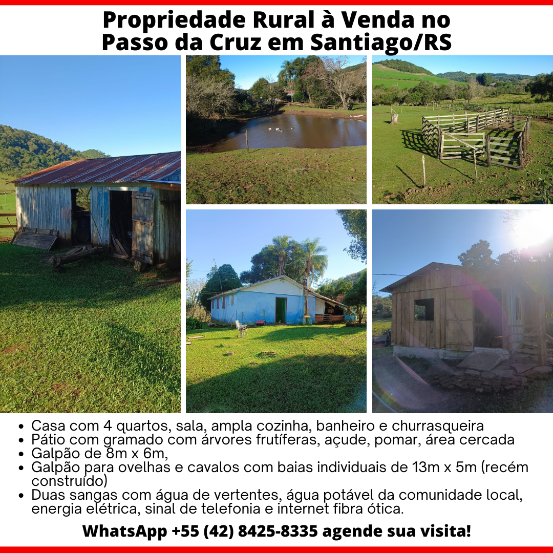 Propriedade Rural à Venda no Passo da Cruz em Santiago/RS