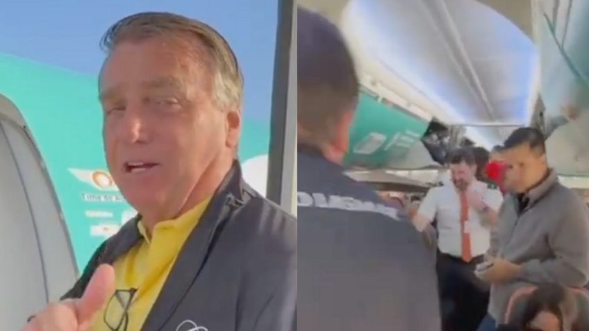 Bolsonaro é aplaudido por apoiadores em voo saindo de Brasília