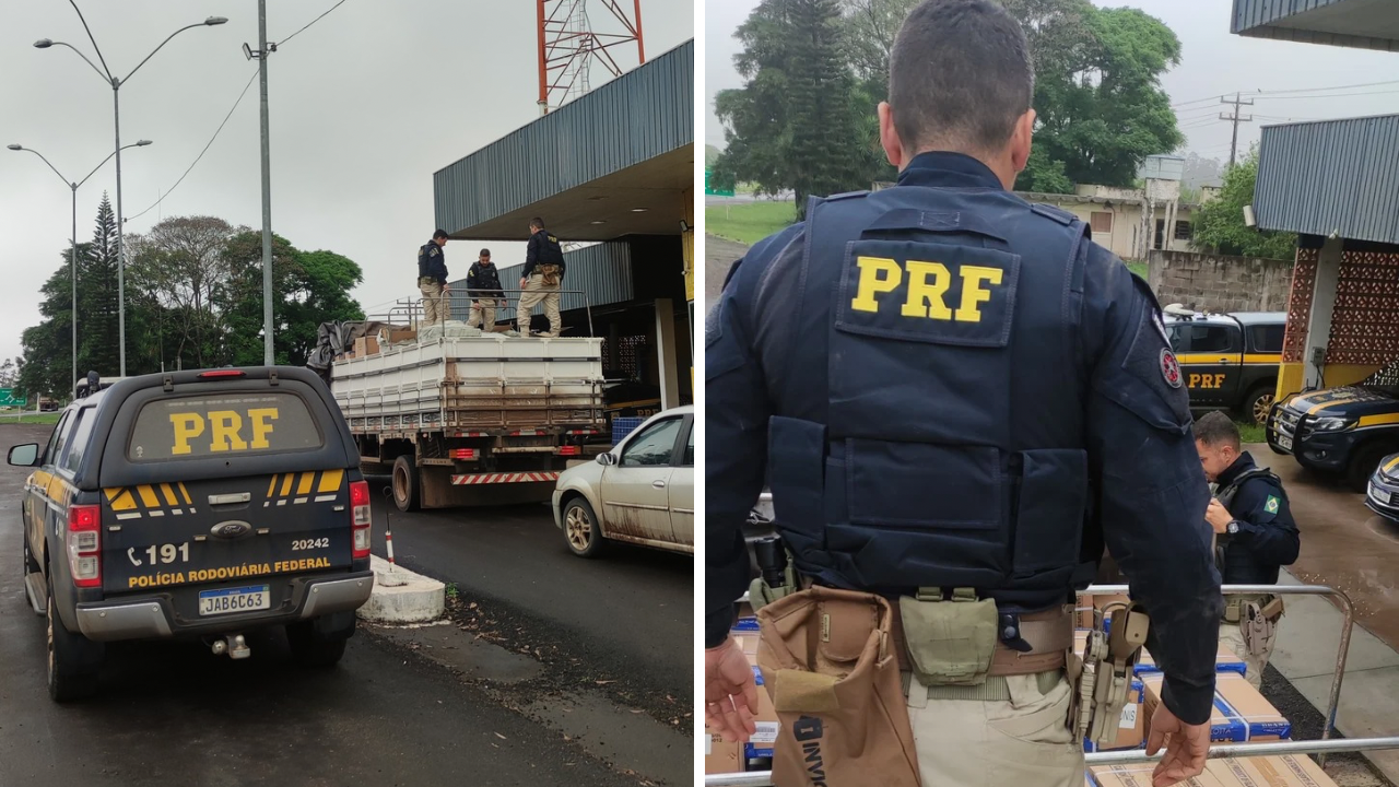 São Borja: PRF apreende caminhão carregado com perfumes e cosméticos importados ilegalmente