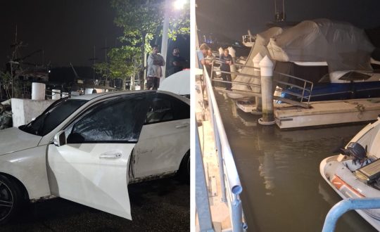 Corpo é encontrado dentro de carro submerso em Balneário Camboriú.