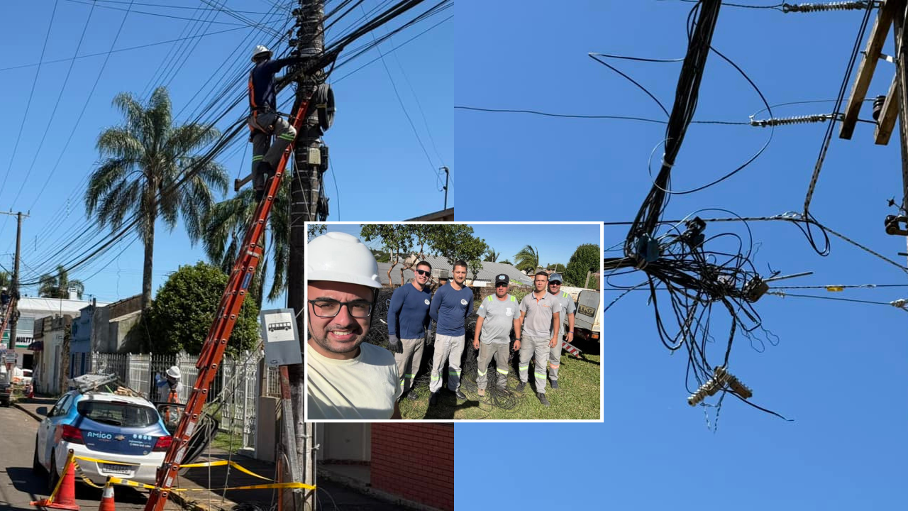 Mutirão da Lei dos Fios em Santiago: mais toneladas de fios retiradas dos postes em ação de limpeza urbana
