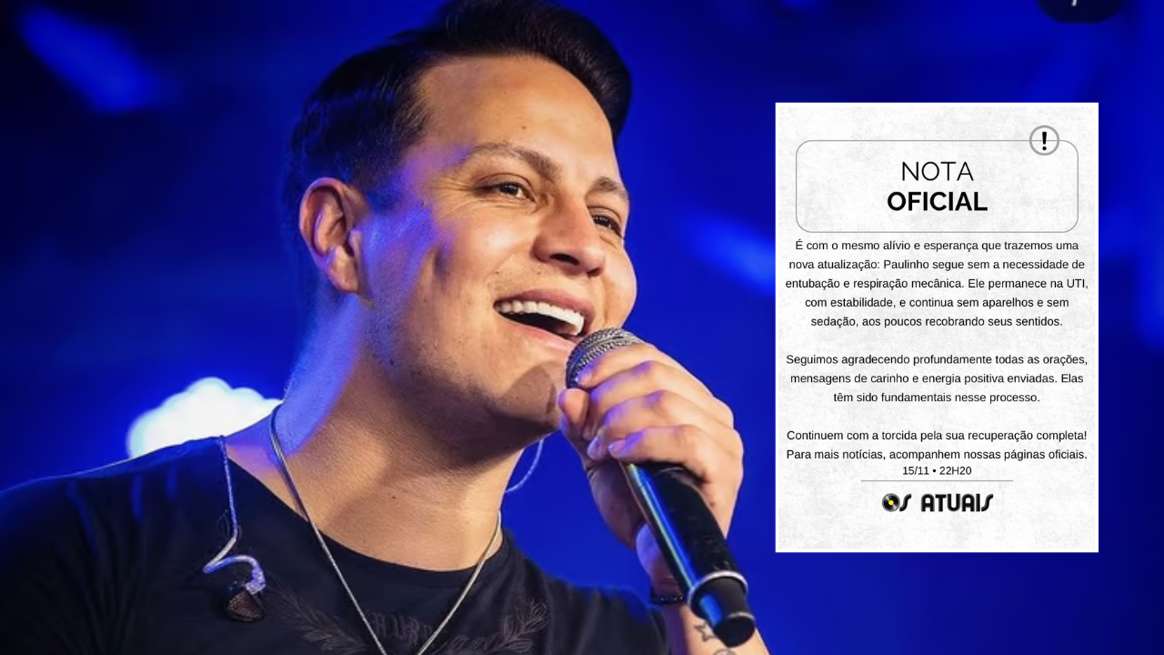 Vocalista da banda Os Atuais, Paulinho Dill, segue estável e sem necessidade de entubação após acidente