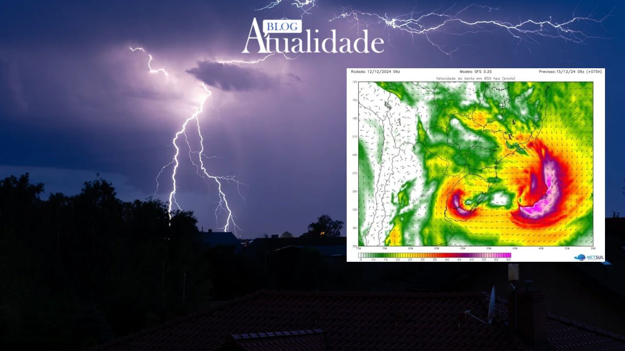 Temporais localizados e ventos intensos são esperados no Sul do Brasil nos próximos dias