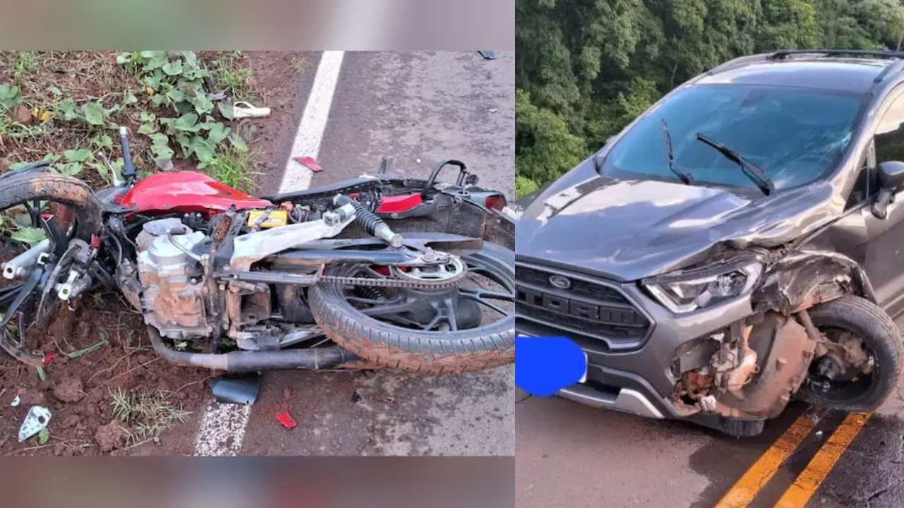 Grave acidente entre carro e moto deixa adolescente de 15 anos morto em rodovia