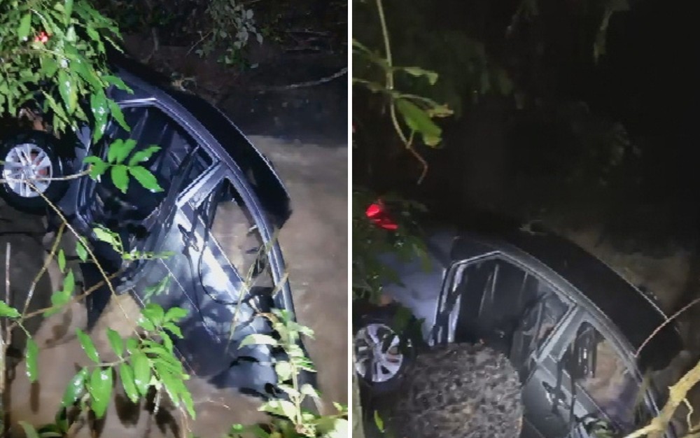 Motorista e avó morrem após carro ser arrastado para dentro de rio depois de saírem da ceia de Natal
