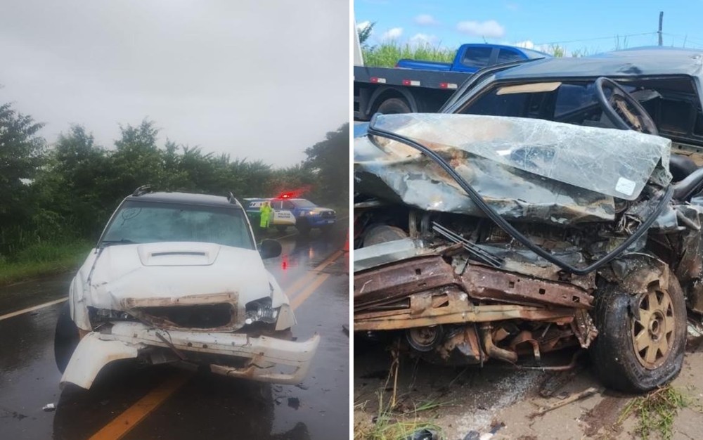 Jovens morrem em acidente após carro bater em caminhonete e sair da pista em rodovia