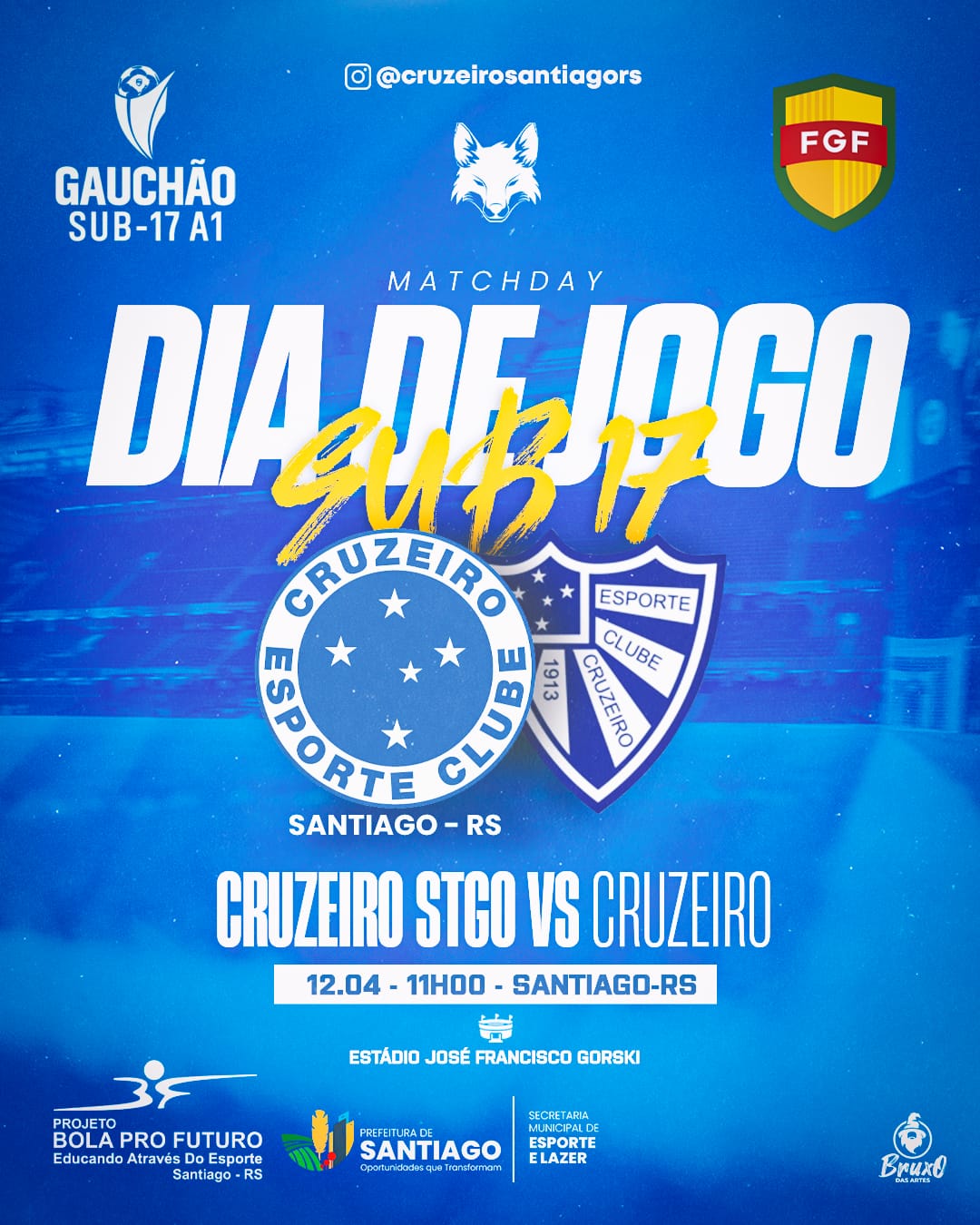 Cruzeiro de Santiago estreia no Gauchão Sub-17 neste sábado com apoio da torcida
