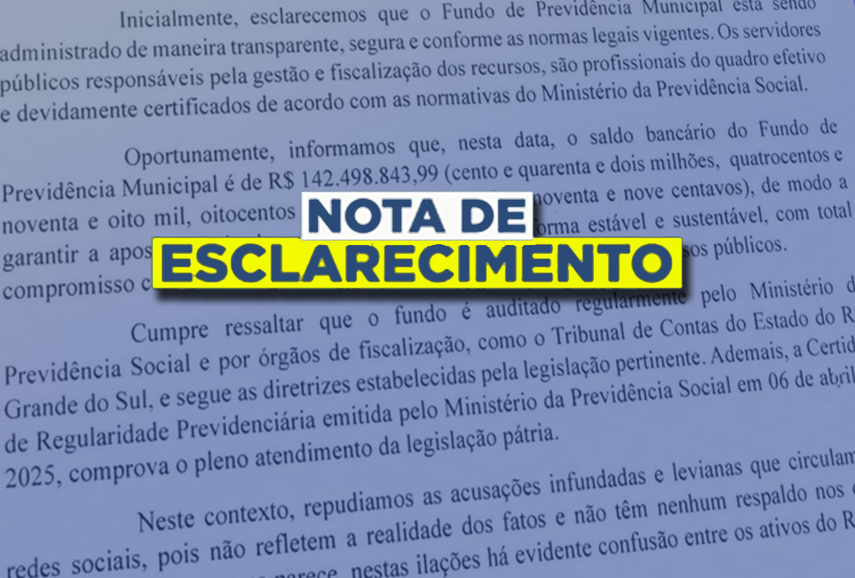 Fundo de Aposentadoria dos Servidores de Santiago tem saldo positivo, esclarece nota de Conselho de Administração