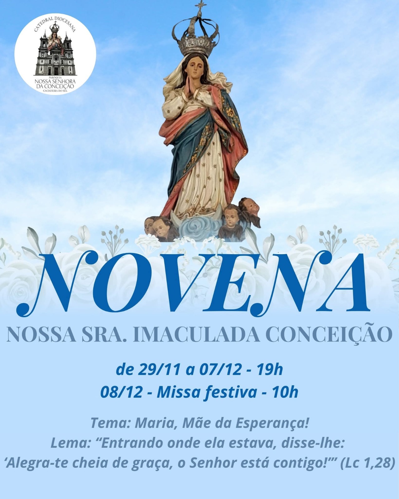 Cachoeira do Sul inicia Festa e Novena da Imaculada Conceição com ampla programação religiosa e comunitária